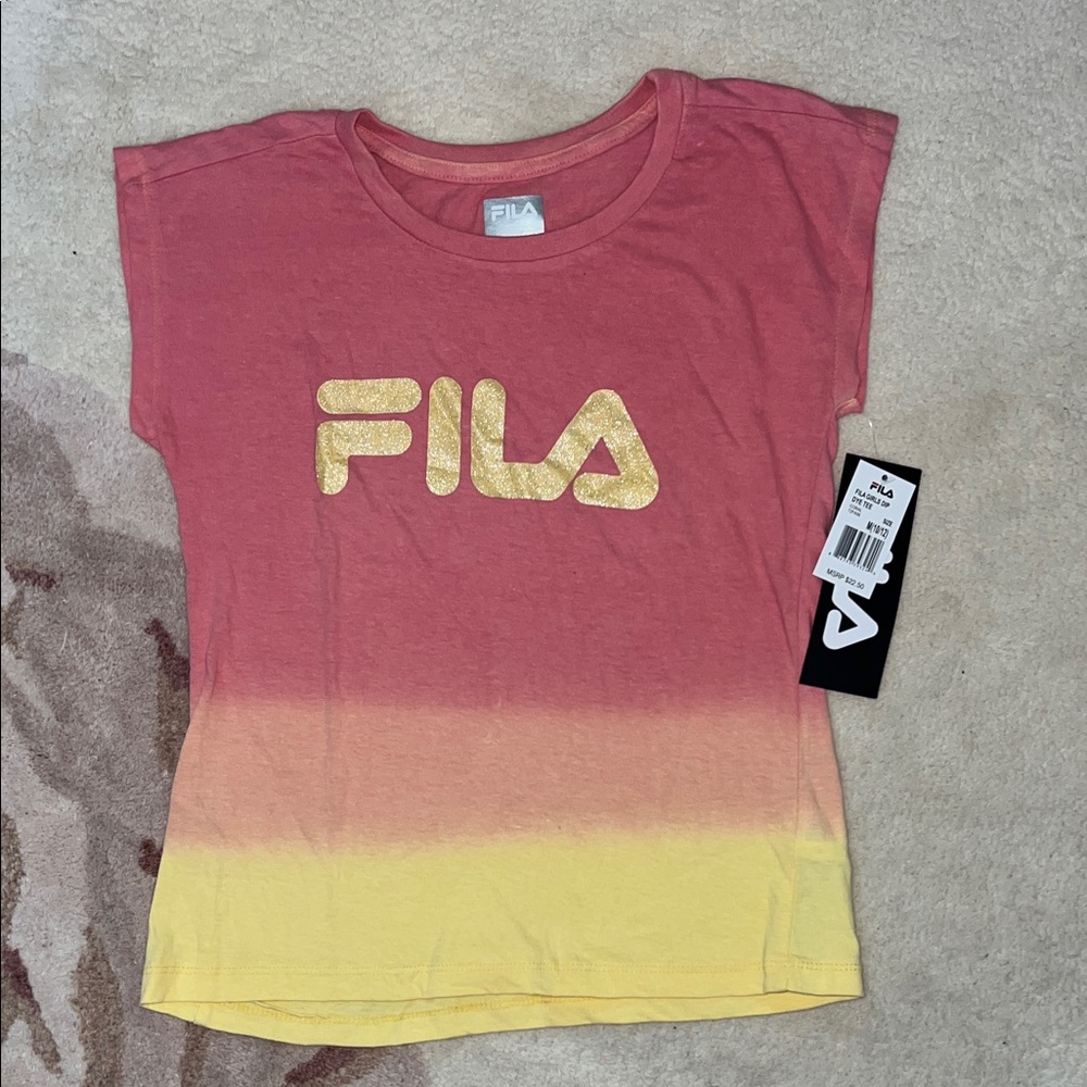 NEW Fila Kids Pink and Yellow Gradient Tee